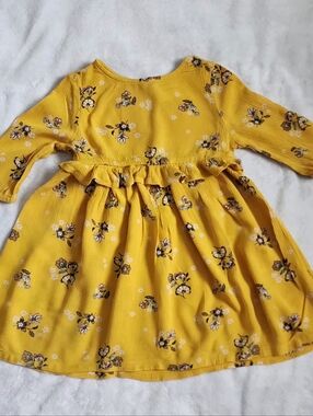 Old Navy Mustard Yellow Floral Girls' Casual Dress